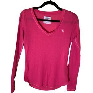 Abercrombie & Fitch Pink Thermal Waffle Knit Long Sleeve Top M